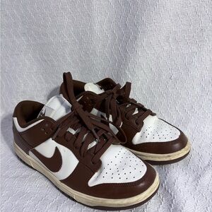 Women's Nike Chocolate Brown and White Low Dunks